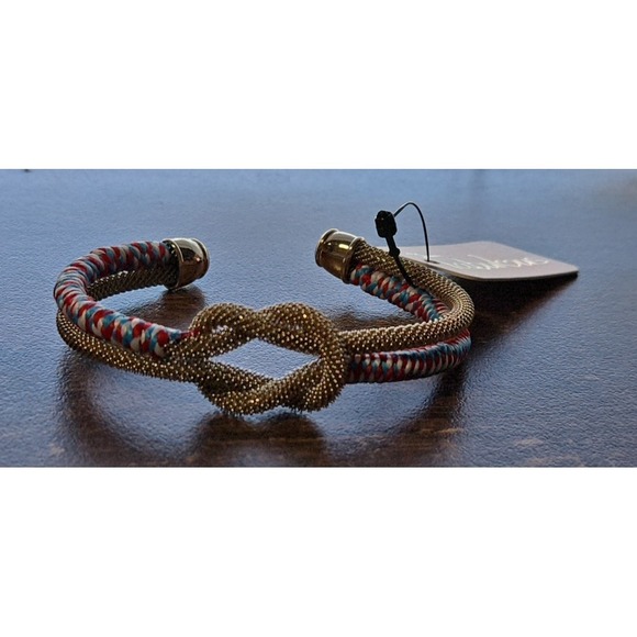 Fabulous Jewelry - Fabulous Nautical‎ Knot Bracelet - Red White & Blue with Gold Mesh Accents